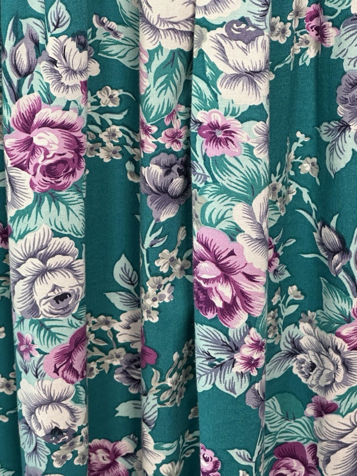 Vtg 80s Cottagecore Floral Dress Puff Sleeve Garden Party Romantic 40s Style M