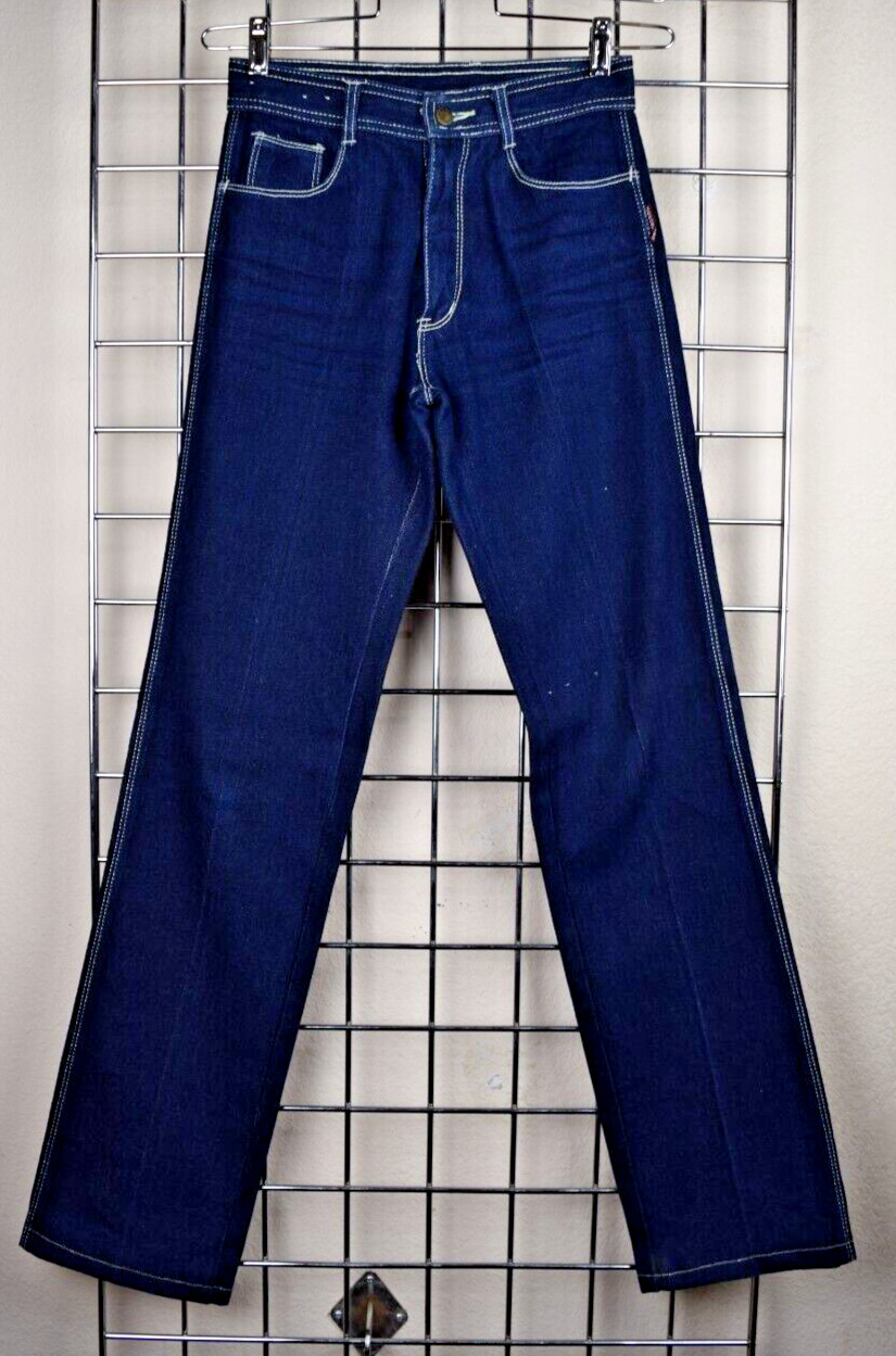 Vintage Jordache Jeans 28 x 33 70s Blue Wash White Stitch Straight Leg Made USA