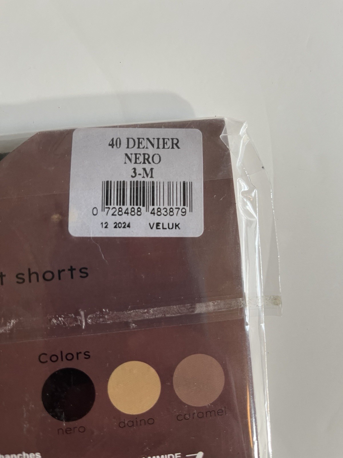 VELUK 40 DENIER Woman’s Silky Tights w/o Shorts SIZE 3M / NERO (Y-2)