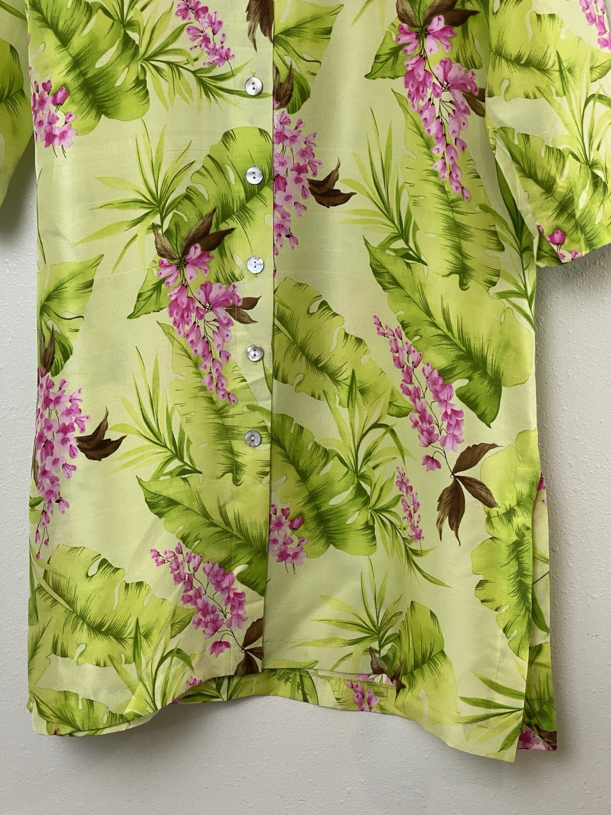Vintage Harve Benard Womens Tropical Floral 100% Silk Shirt Dress 6 Watercolor