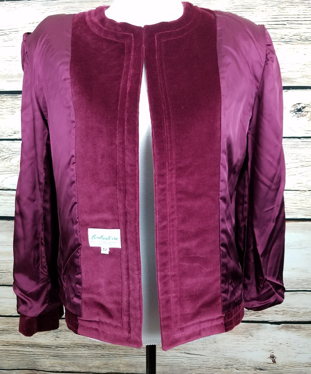 Vintage LOMBARDI INC Velvet Jacket/Blazer Lined Size 12 Made in Hartford, Ct