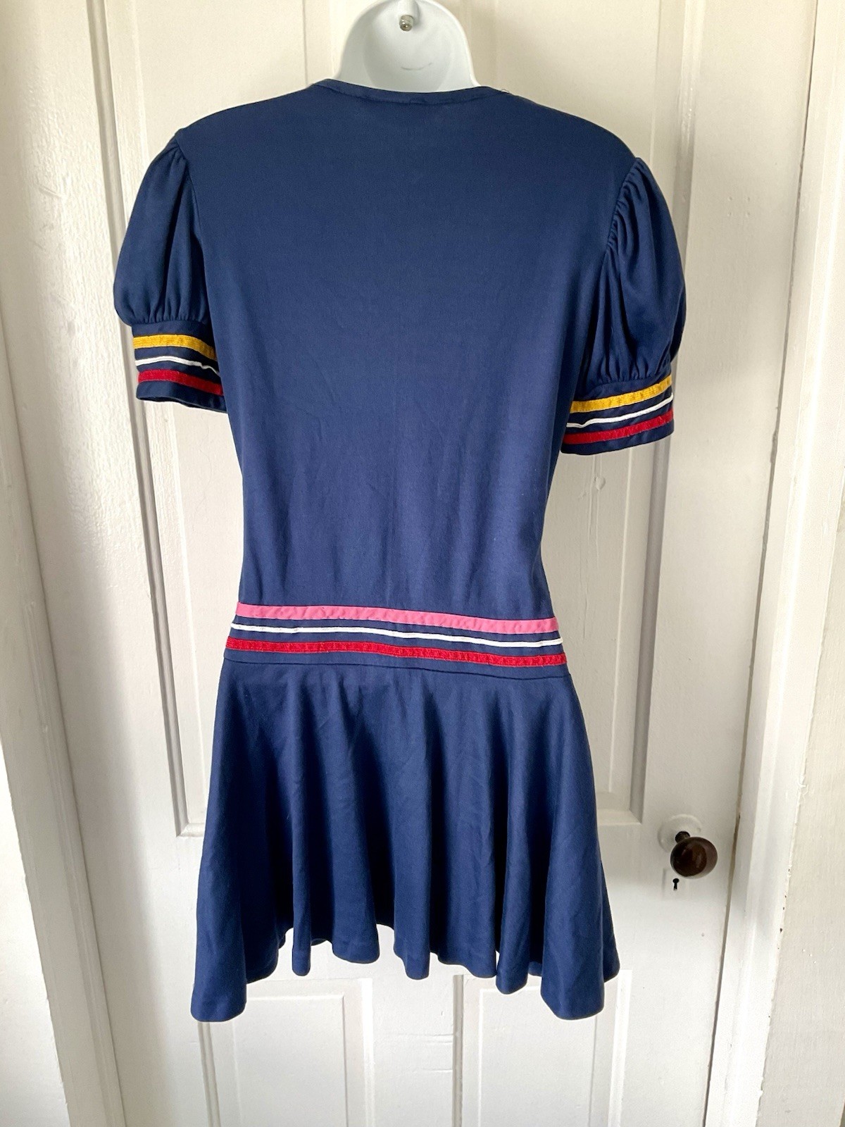 Vintage Sears Jr Bazaar Navy Blue Mod GoGo Sailor Dress Drop Waist Circa 1970’s