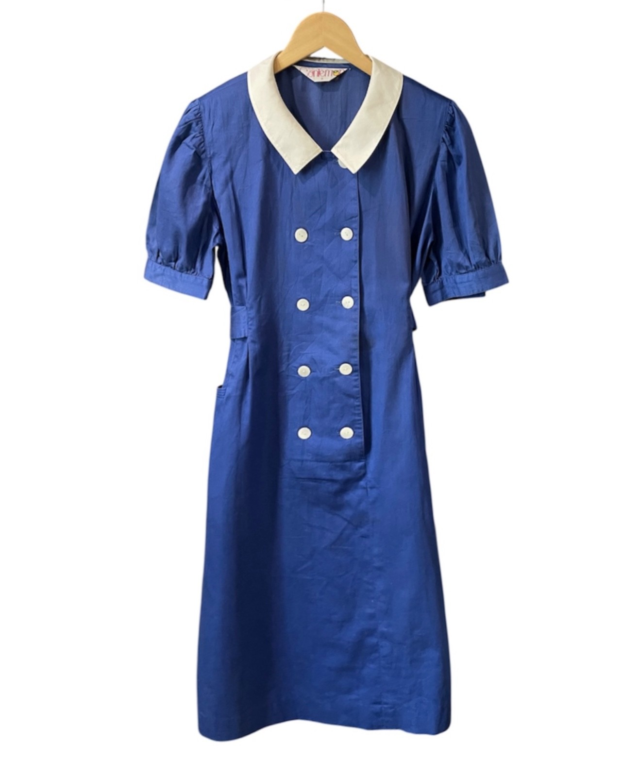 Vintage Japanese Canlemon Sailor Collar A-Line Dress Deadstock 80s Retro Kawaii