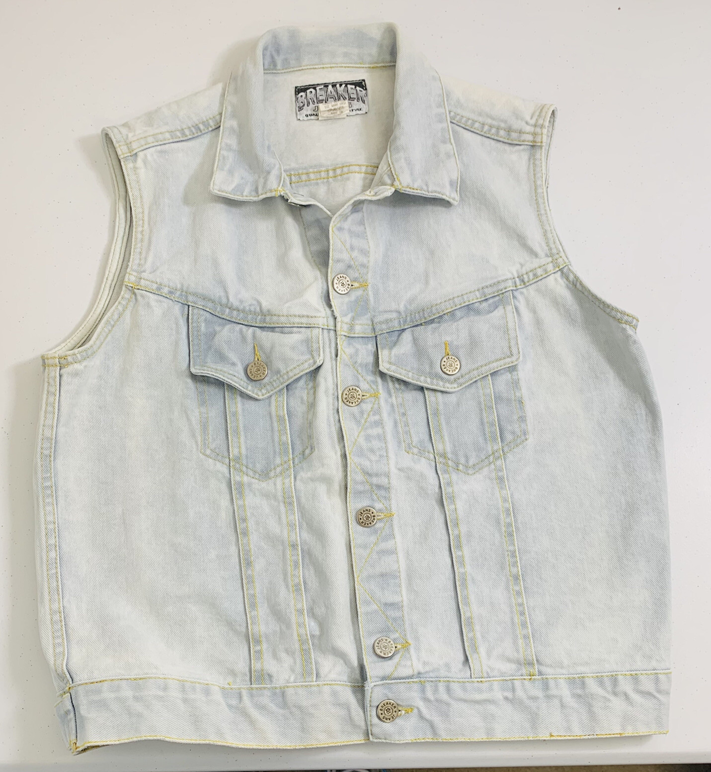 Vintage Breaker Jeans Light Wash Blue Denim Vest