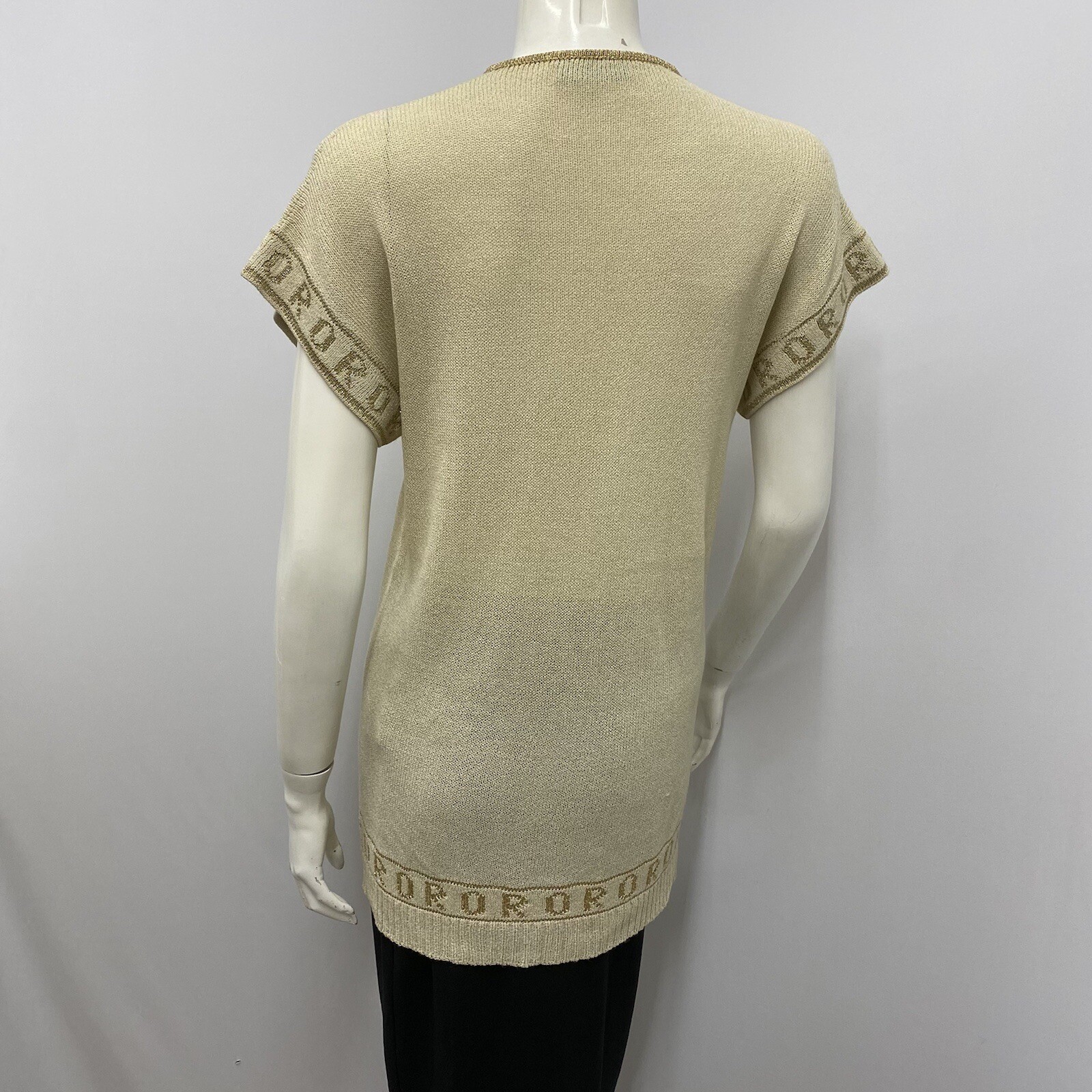 Vintage Krizia Maglia Knit Tunic Sweater Top Says „ORO” Means Gold 44 Small S