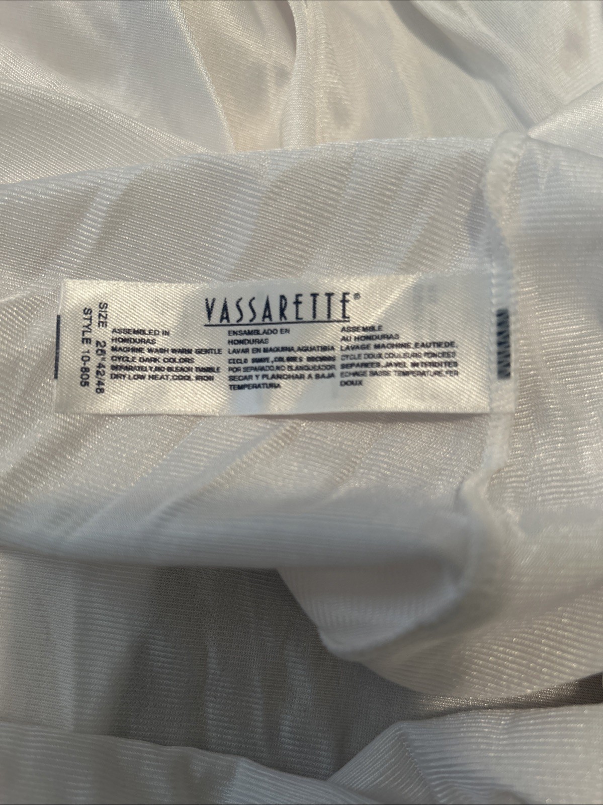 VTG Vassaret WHITE NYLON STRETCH SHEER LACE CUPS FULL DRESS SLIP 26″ 42/48