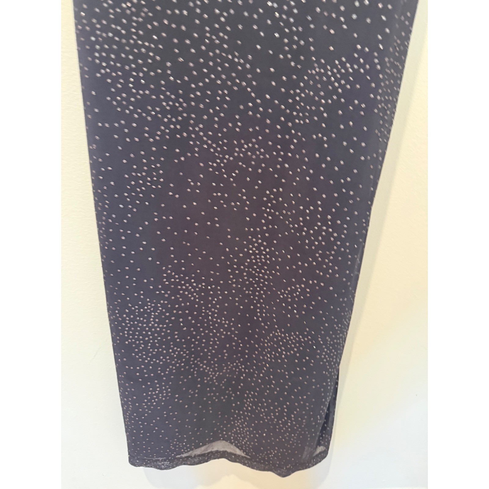 BCBG Paris Vintage 90s Slip Column Dress Gray Glitter Mesh Maxi Fairy Size L