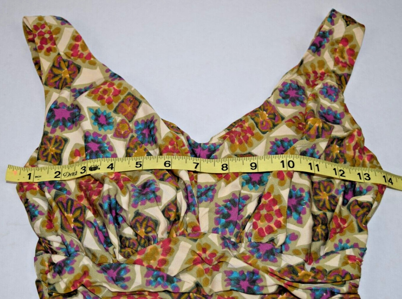 Vintage Swimsuit Rose Marie Reid Size 12/34 S/M 50s Ruched Geometric Made USA