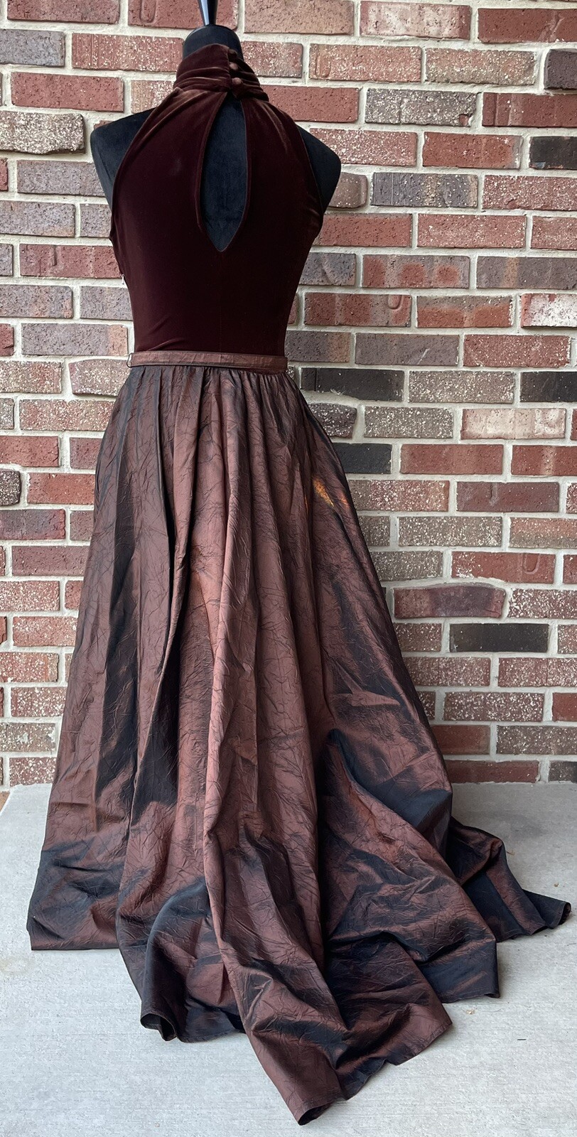 VTG Brown Mauve Velvet Bonnie Strauss Gown Dress Sz 6