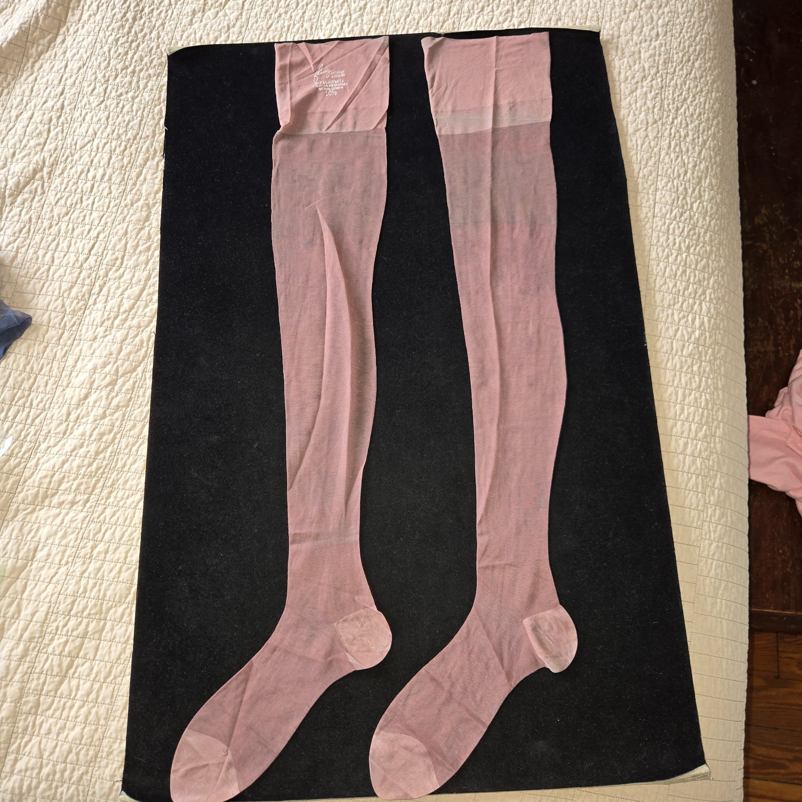 Vintage Fling Fashionata pair Sheer Nylon Thigh High Stockings Sz 10.5