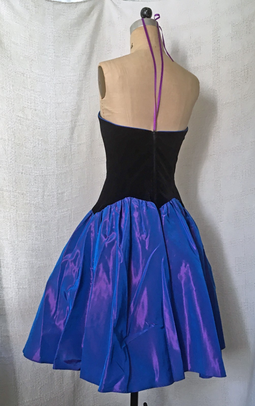 Vintage 1980s Laura Ashley Strapless Dress Prom Party Velvet Taffeta US 8 UK 10