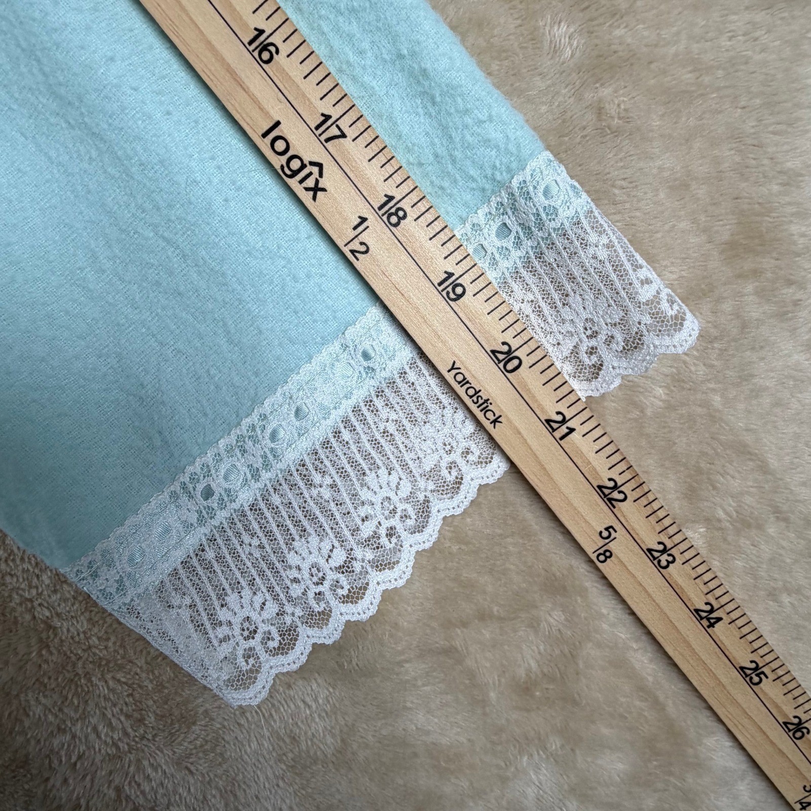 Vintage Glencraft Lingerie Nightgown Small Mint Blue Lace Trim Union USA Made