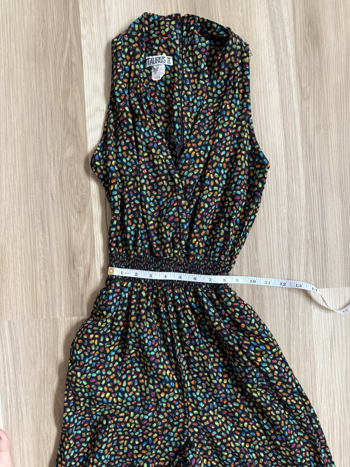 Taurus II 1980s 1990sRetro Jumpsuit Vintage Size 6 Bright Funky Print