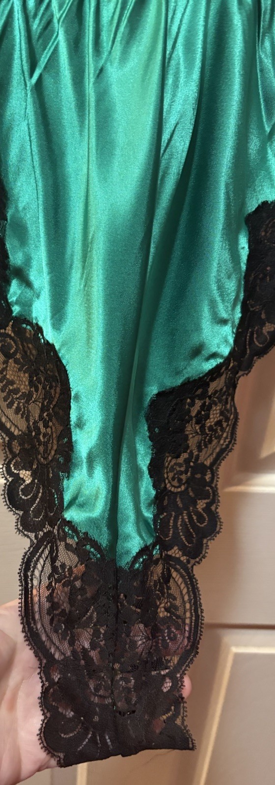 NWT Vintage Fantasies Morgan Taylor Green High Cut Teddy Negligée M 80s 70s USA