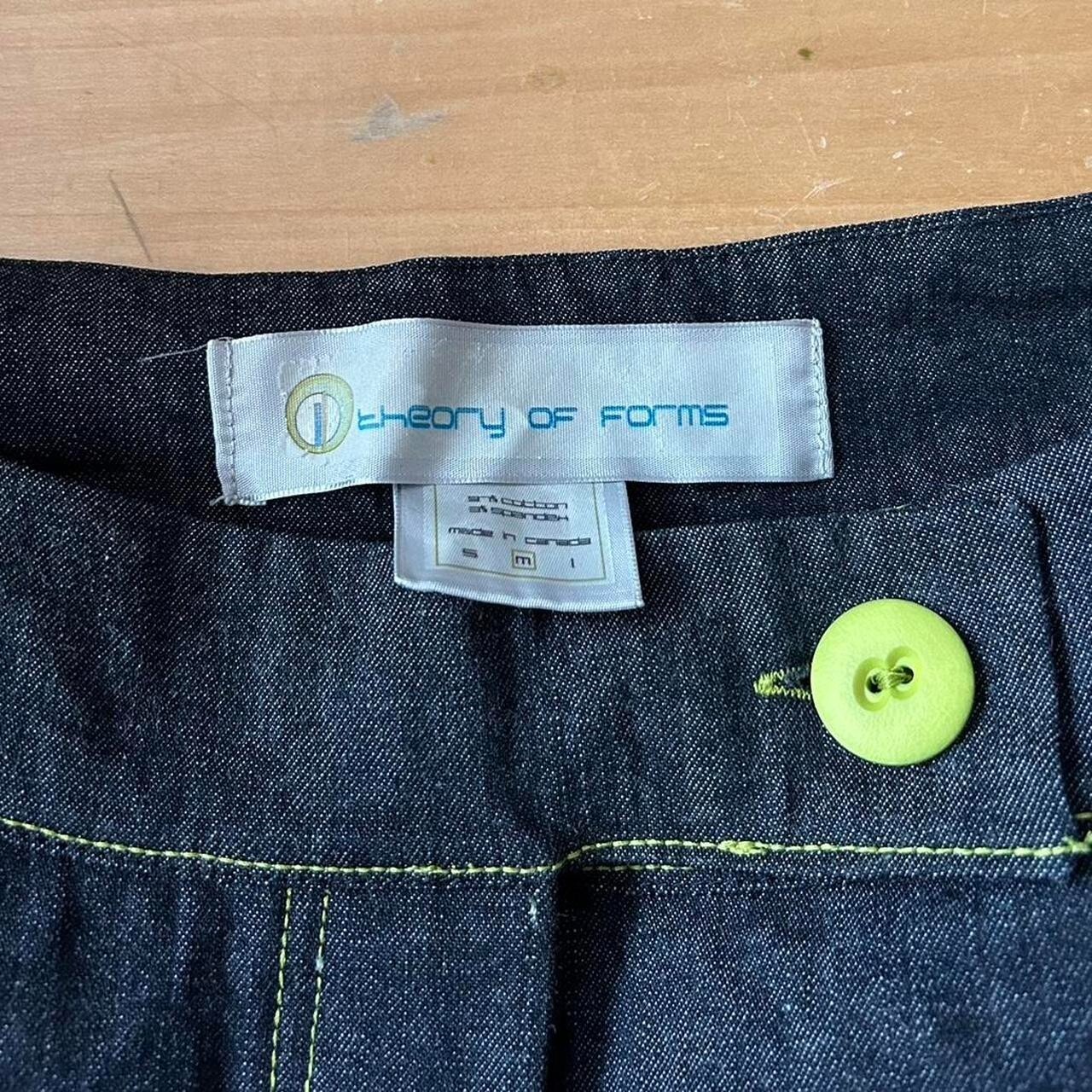 90s Y2K Vintage Low Rise Flare Raver Jeans Theory of Forms Club Kid Dark Wash.