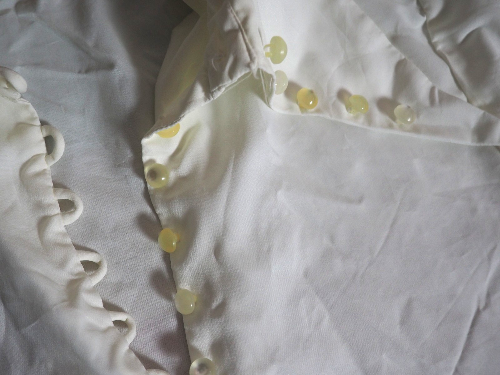 VTG 60s 70s Carol Brent Ivory Hippy Boho Victorian Disco Blouse Shirt Womens M