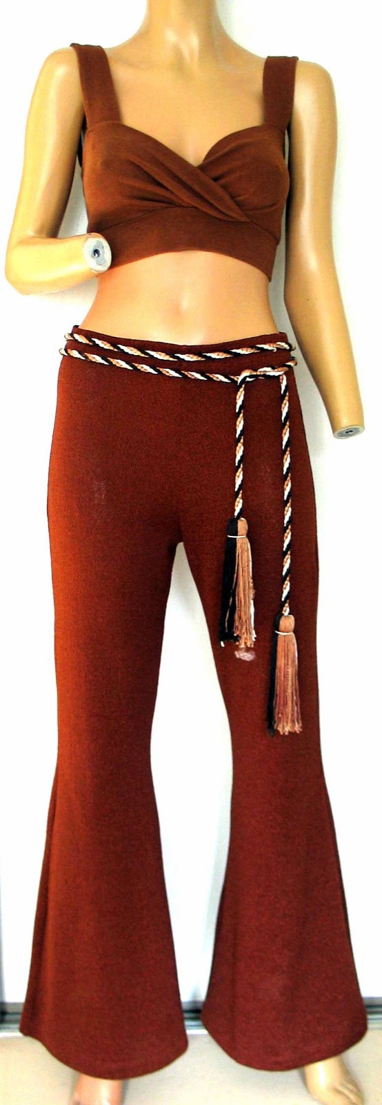 VTG Gottex stretchy knit super flare bell bottoms, disco, hippie, M