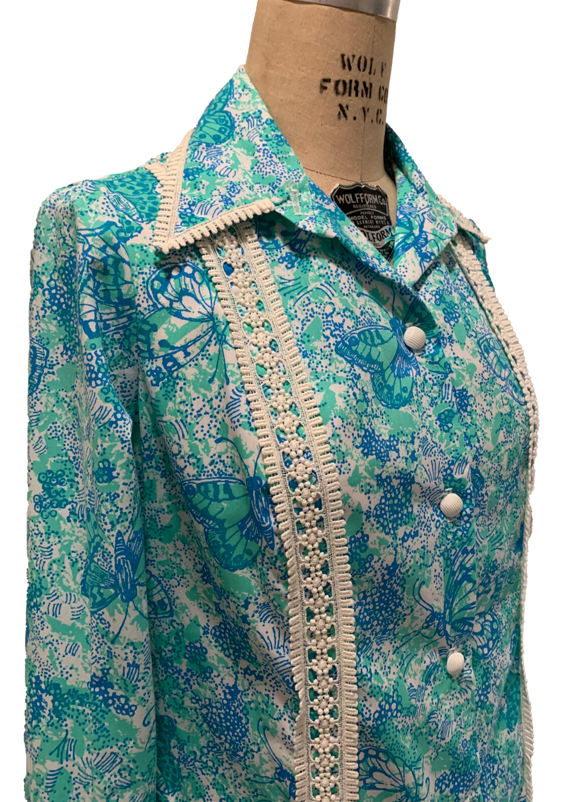 Vintage 70’s LILLY PULITZER Butterfly Print LS Women’s Coat Dress – Sz 10