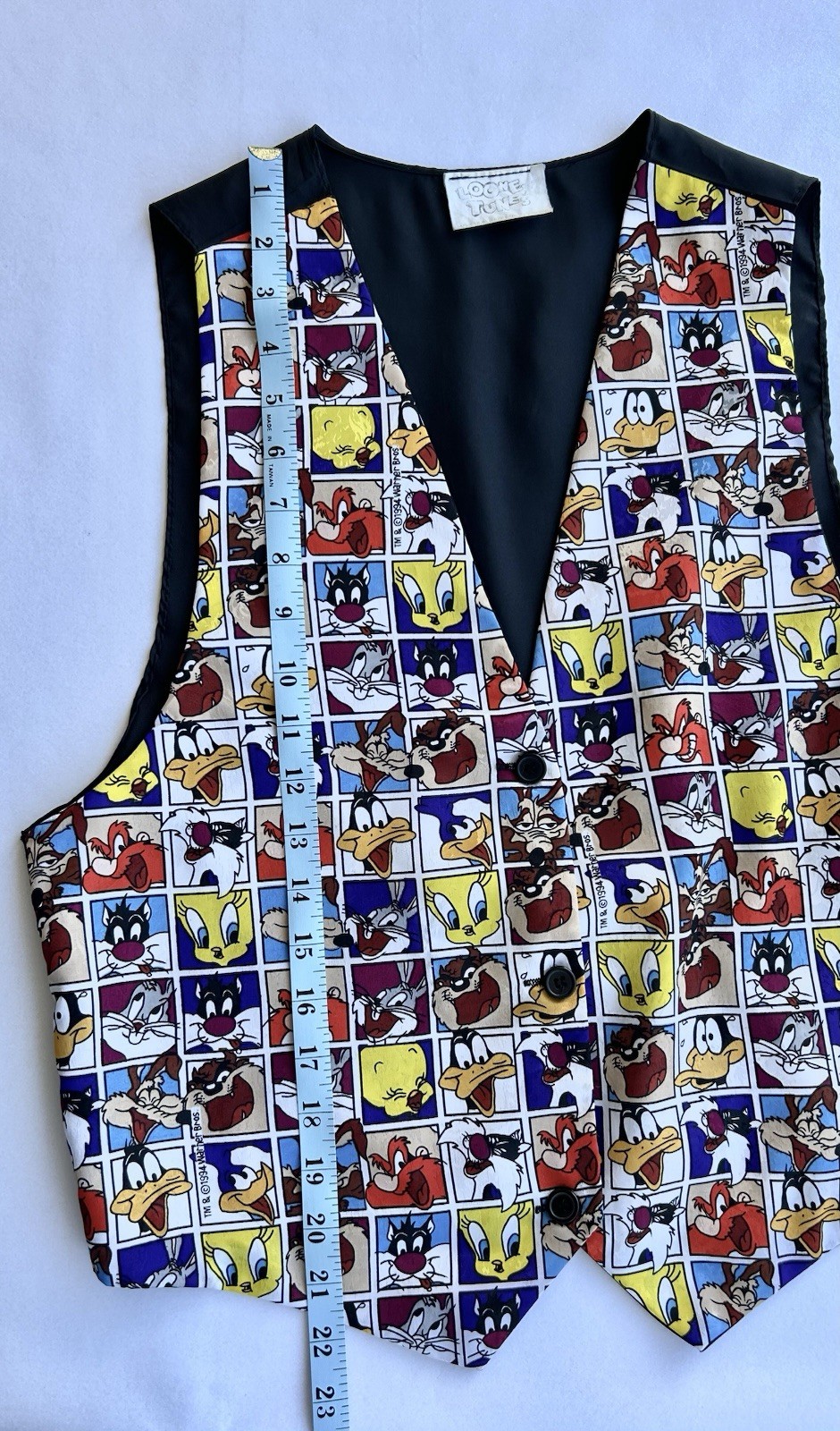 Looney Tunes Vintage Tweety Bird Sylvester Daffy Cartoon Tie Back Vest One Size
