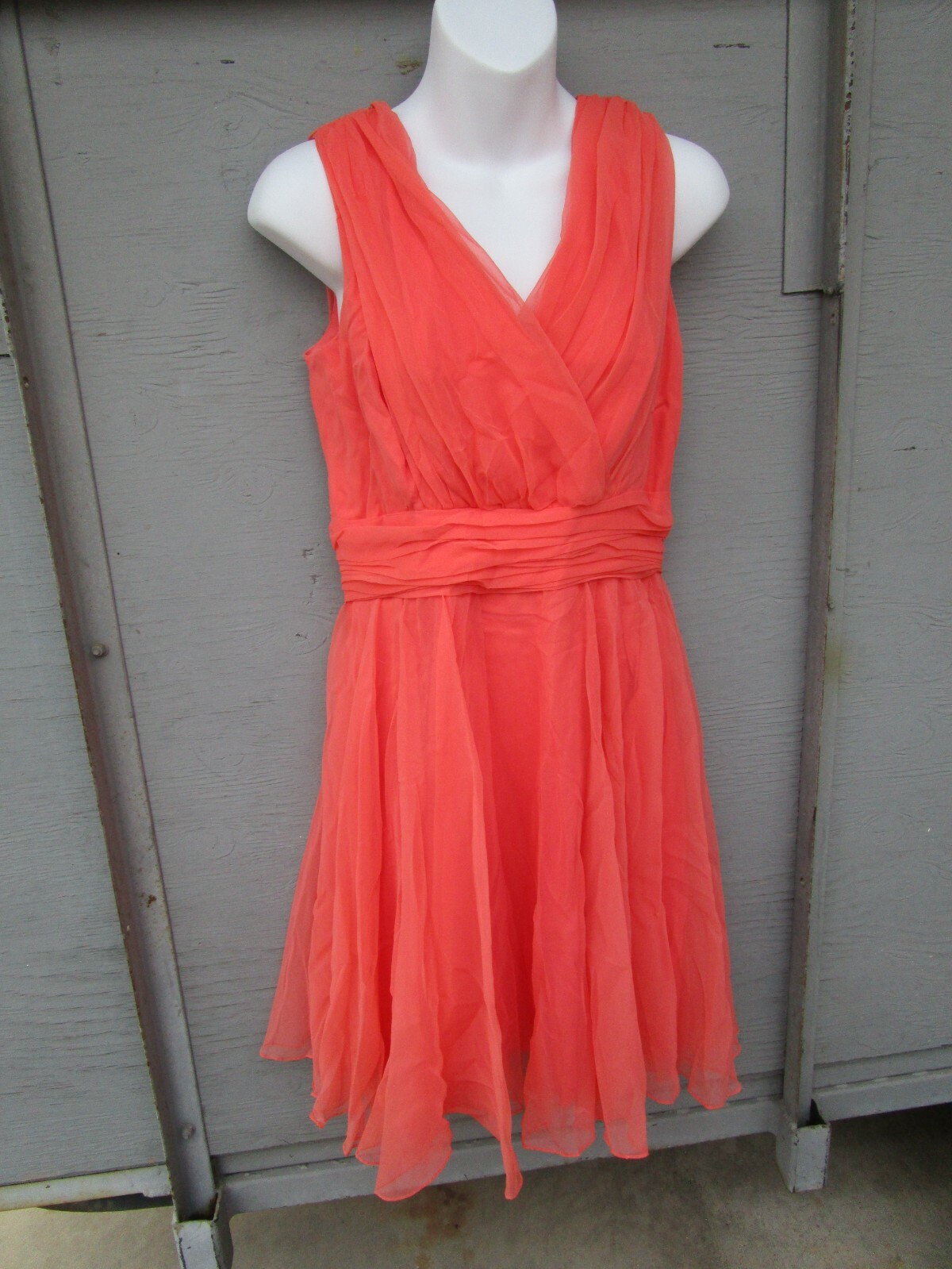Late 1950’s Miss Elliette peach Chiffon Cocktail Dress pin up size 12 Rare