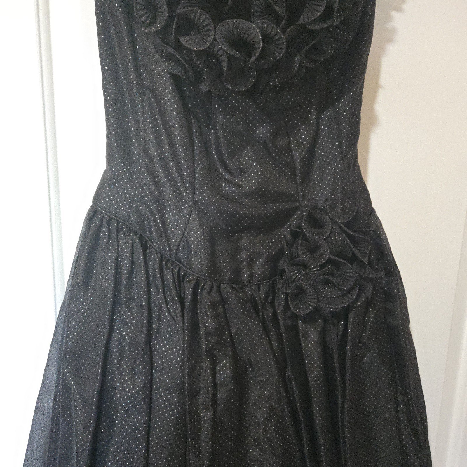 Vintage Mike Benet Formals Black Shimmer Polka Dotted Dress, SIZE 10