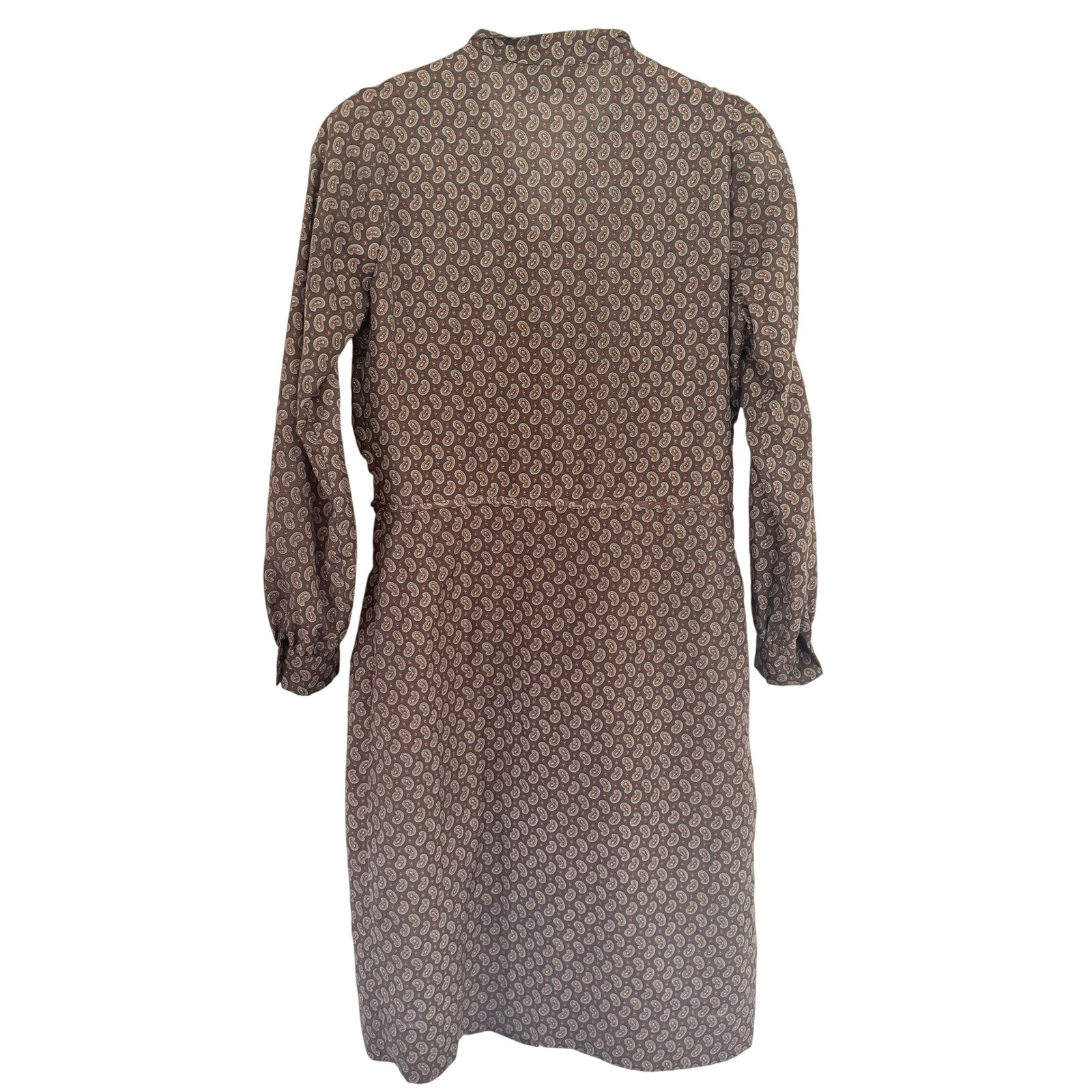 Vintage Fred Rothschild California Brown Paisley Button Front Shirtwaist Dress
