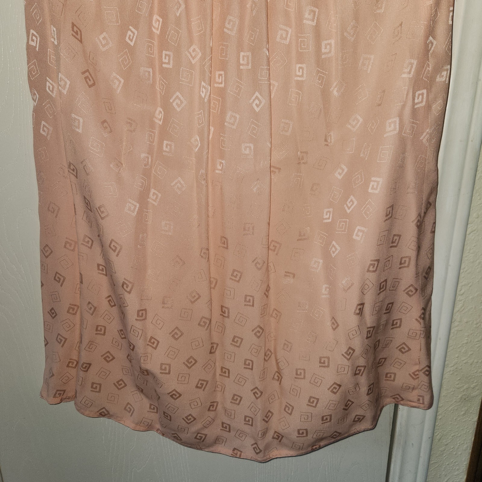3 Piece Vtg 1980s Joanie Char Patterned Silk Shirt & Skirt Set Salmon Petite 10