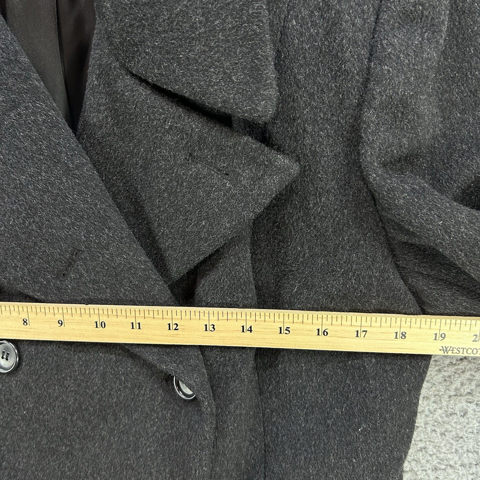 Vtg Anne Klein Sz 6 Double Breasted 100% Wool Charcoal Gray Winter Luxury Classy