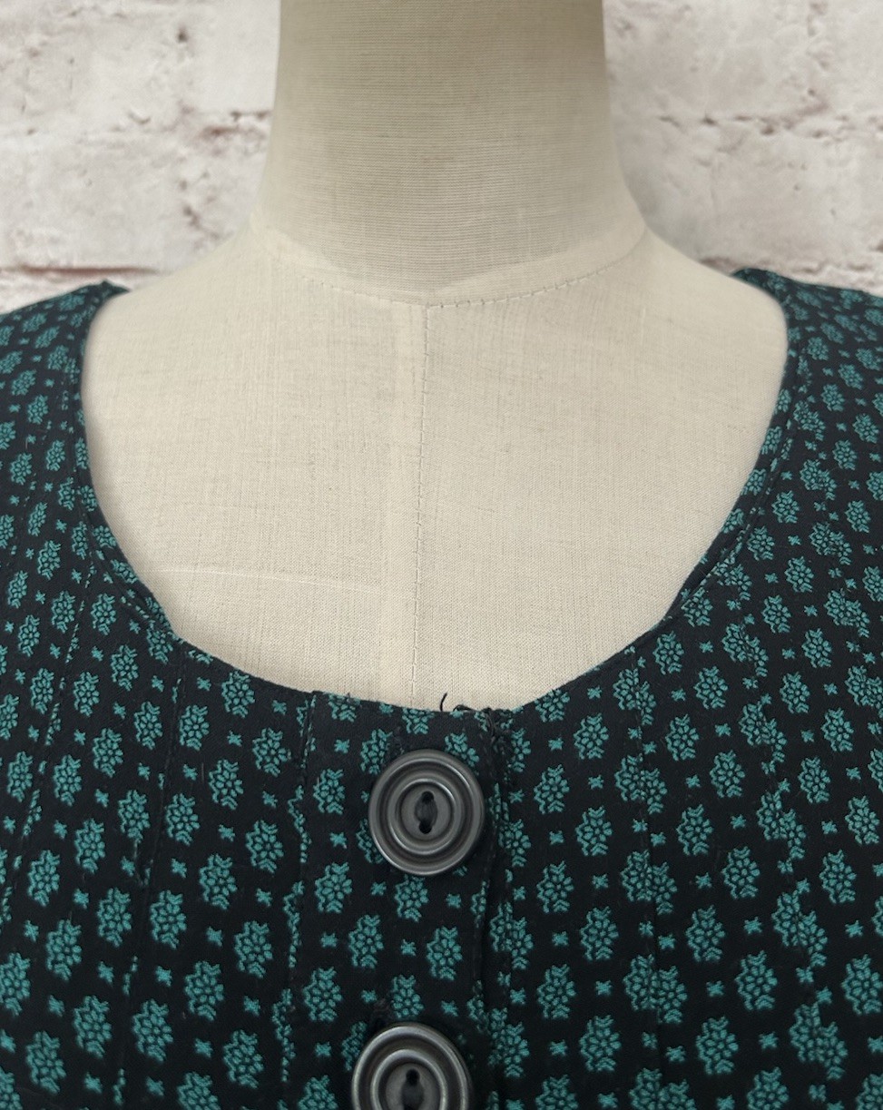 Vintage Sarah Elizabeth Dress 14 Long Pleated Ditsy Cottagecore Modest Church