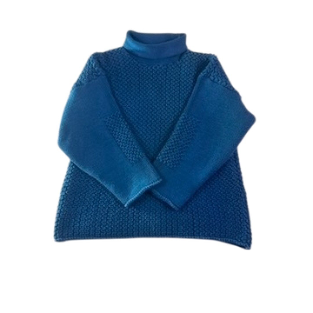 Vintage 525 America Blue Textured Knit Turtleneck Sweater