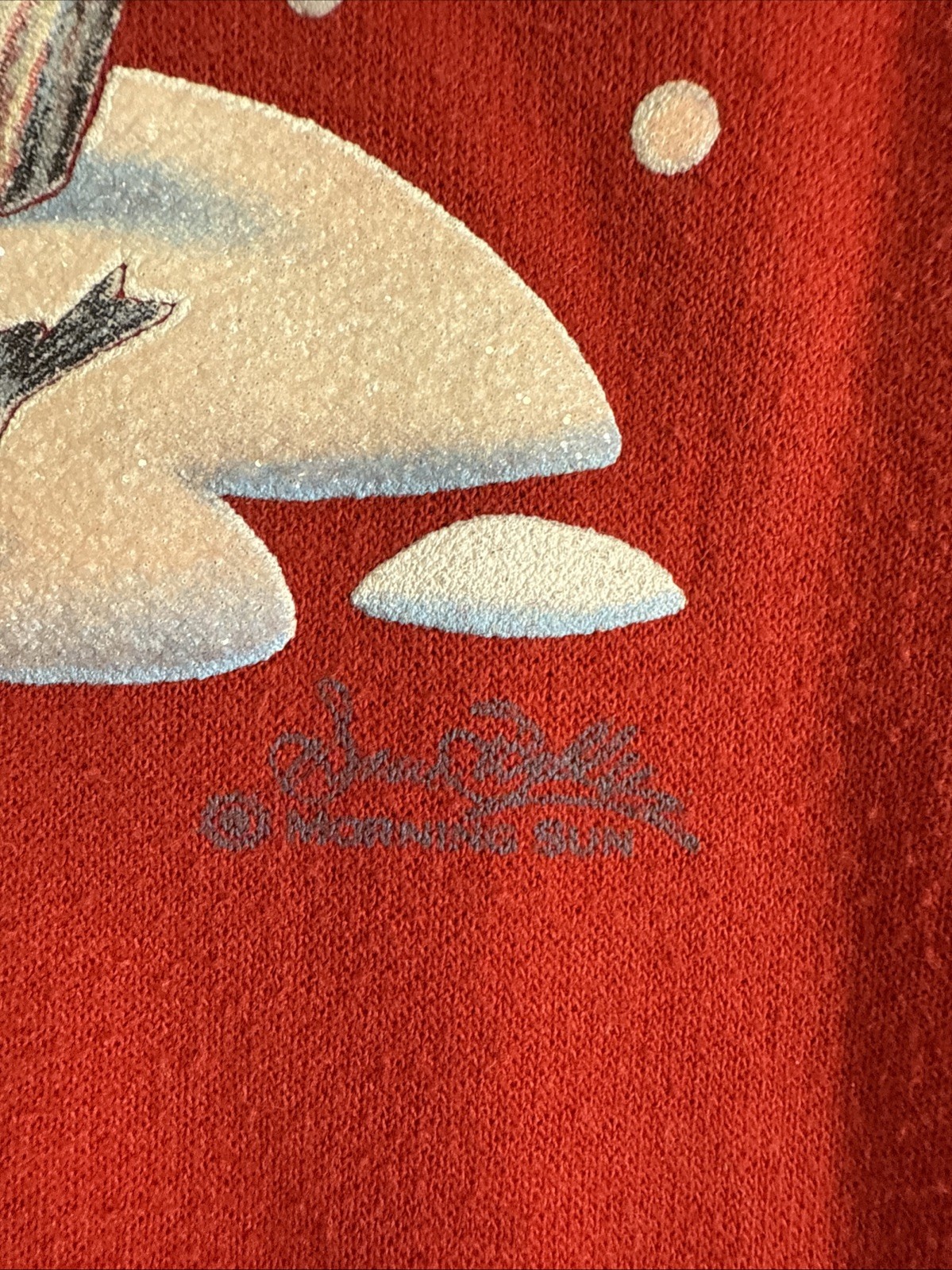 Morning Sun Vintage Crewneck Pullover Sweatshirt Large Snowman Birds Christmas
