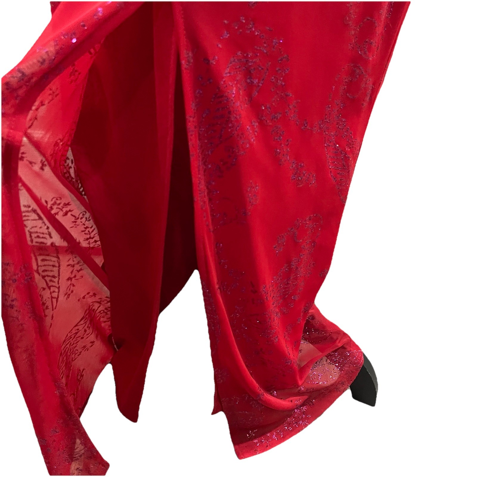 VTG Y2K Red Maxi Dress Size L Whimsigoth Fairy Grunge 90s Vampy Prom HOCO Glam
