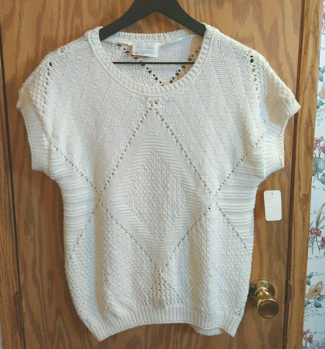 Womens Sweater Sz S 80’s Across America Knit Maven Pullover Cotton made USA VTG