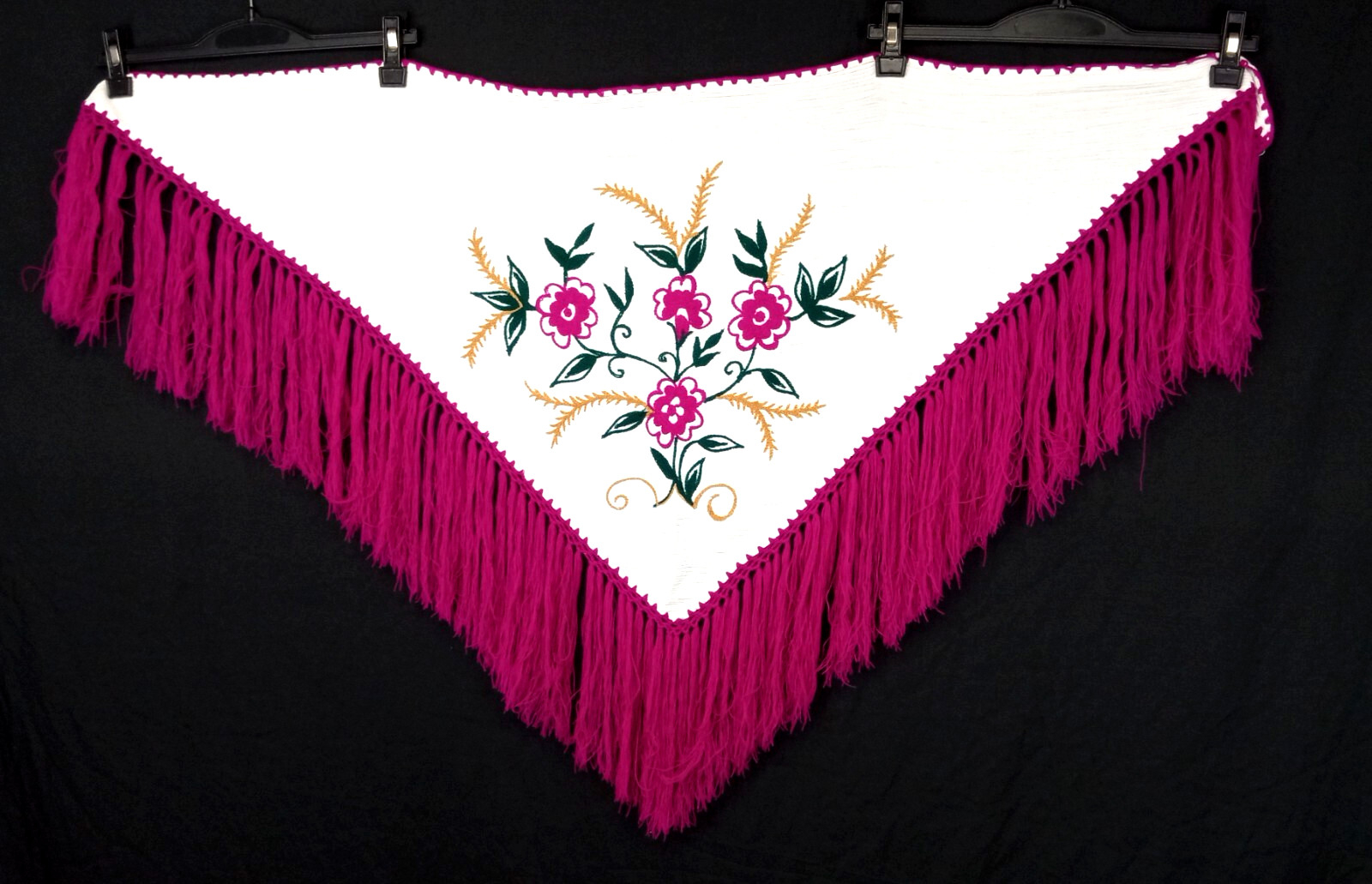 Mediterranean VTG Embroidered Floral & Fringes Women’s Outfit skirt top scarf