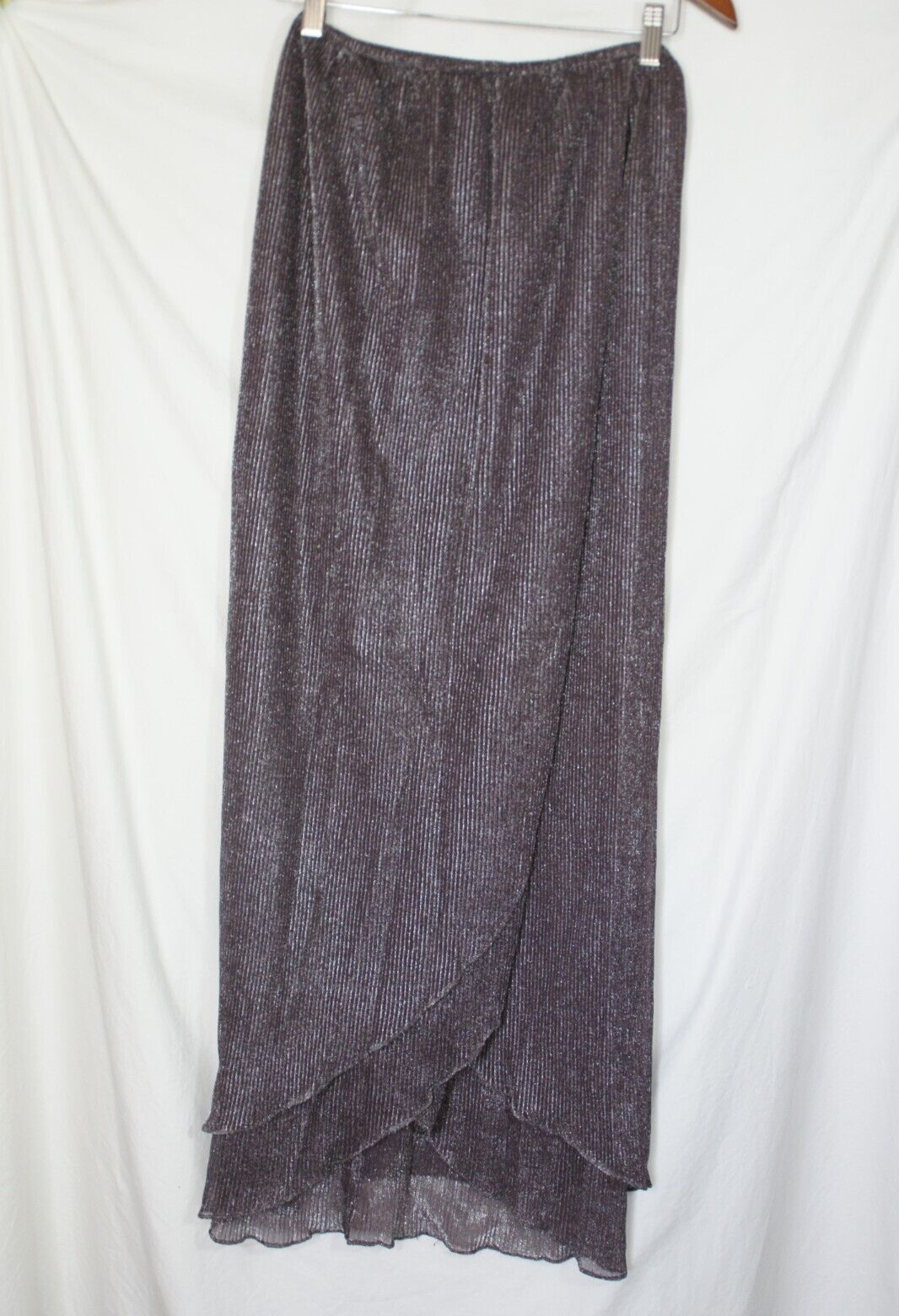 Vintage Carol Anderson Top Skirt Set Purple Gray Silver Metallic Size 7/8 Peplum