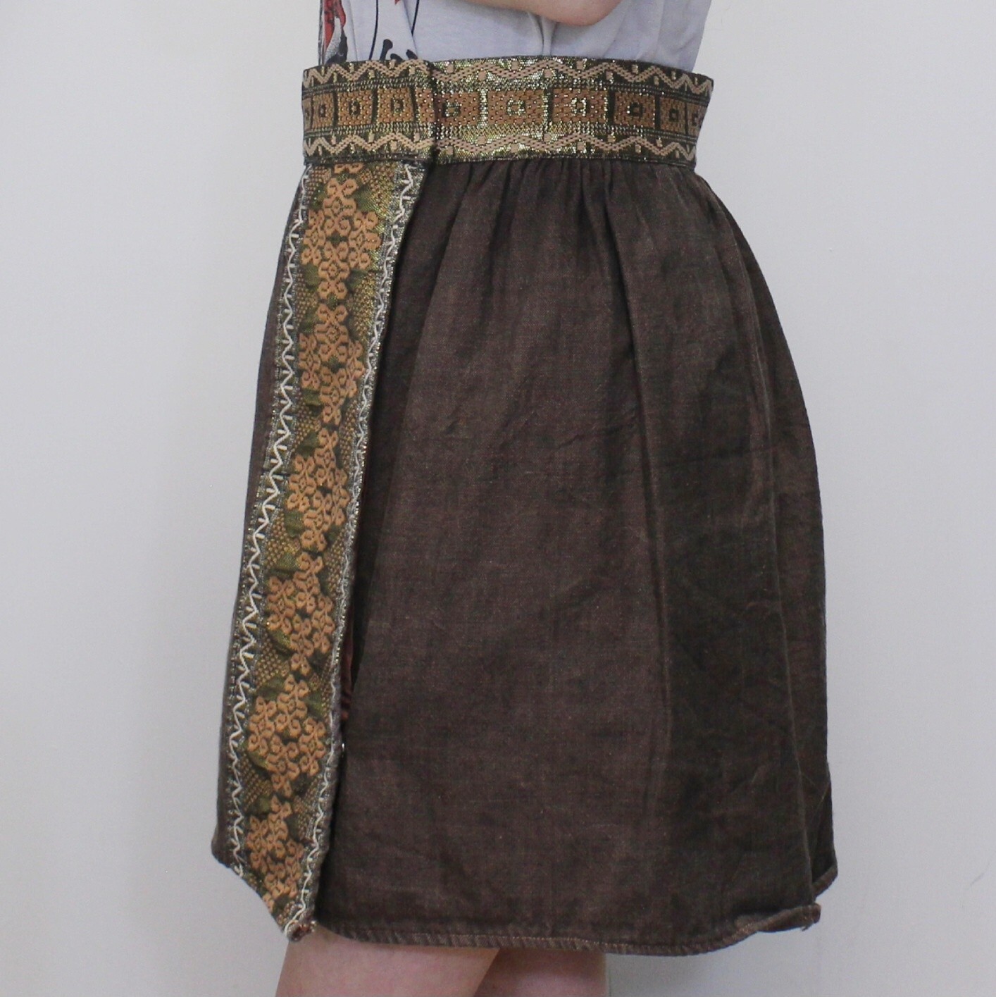 Vintage 60s High Waisted Woven Guatemalan Style Wrap Mini Skirt by Mayan Modern