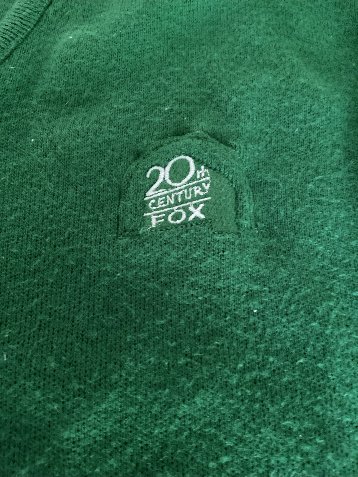Vintage 20th Century Fox Studio Sweater L Green 80s Rare Logo 7