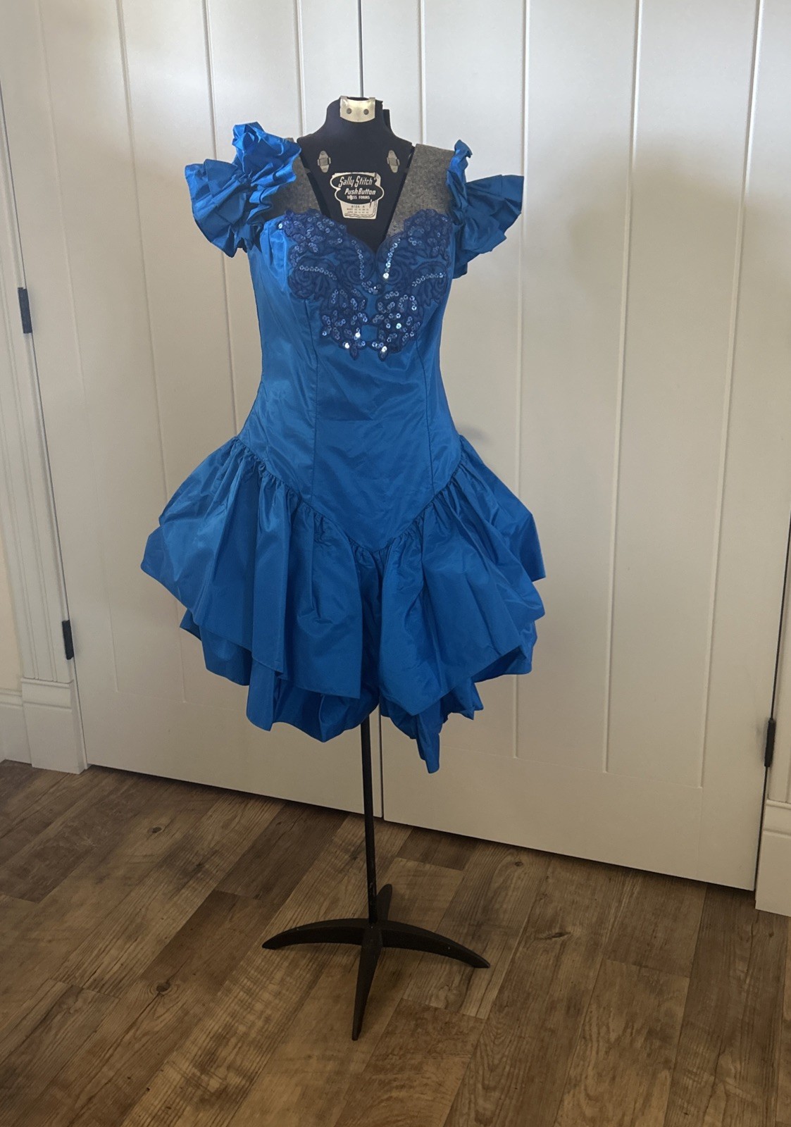 Vintage 1980’s Flirtations Div Of Alfred Angelo Union Label Blue Dress Fits M/L