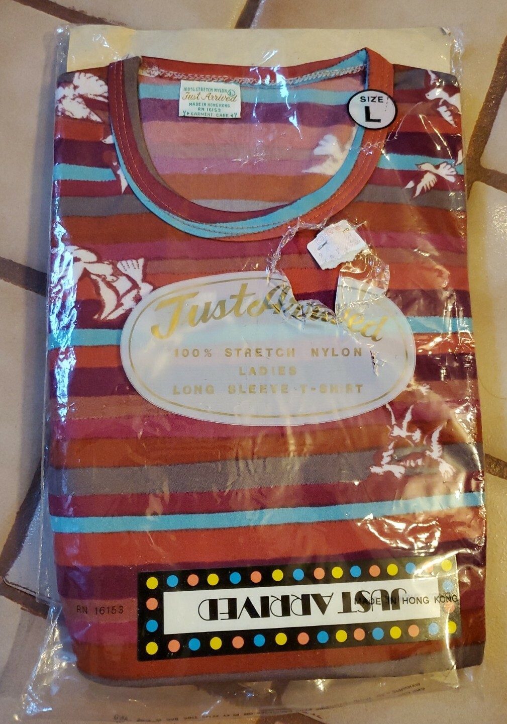 Vintage Original Rare Just Arrived Long Sleeve T-Shirt sz Lg. Stretch Nylon NOS