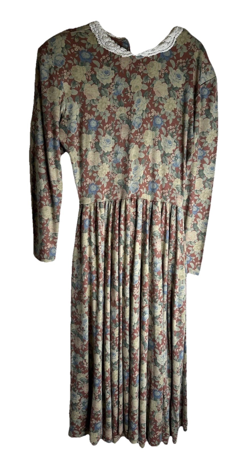 Vtg Expo Floral Maxi Dress Western 13/14 Cottagecore Prairie Modest USA Read 80s