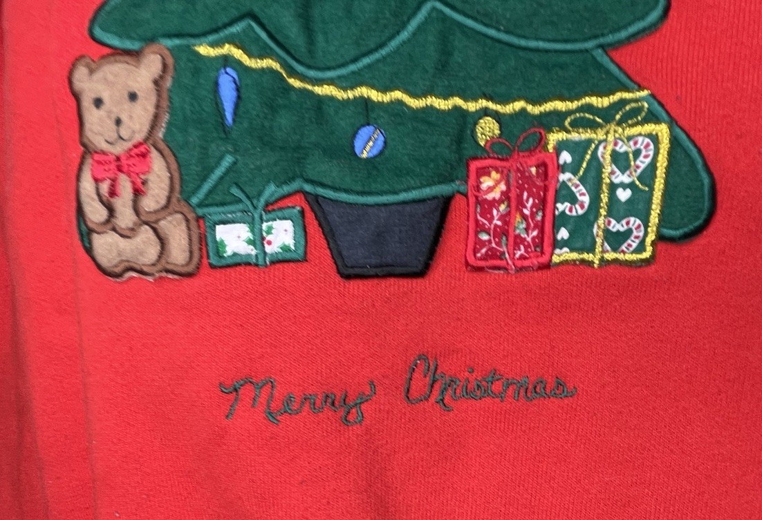 Bon-Worth Collared Christmas Sweater Bear Tree Red Green M Granny geek
