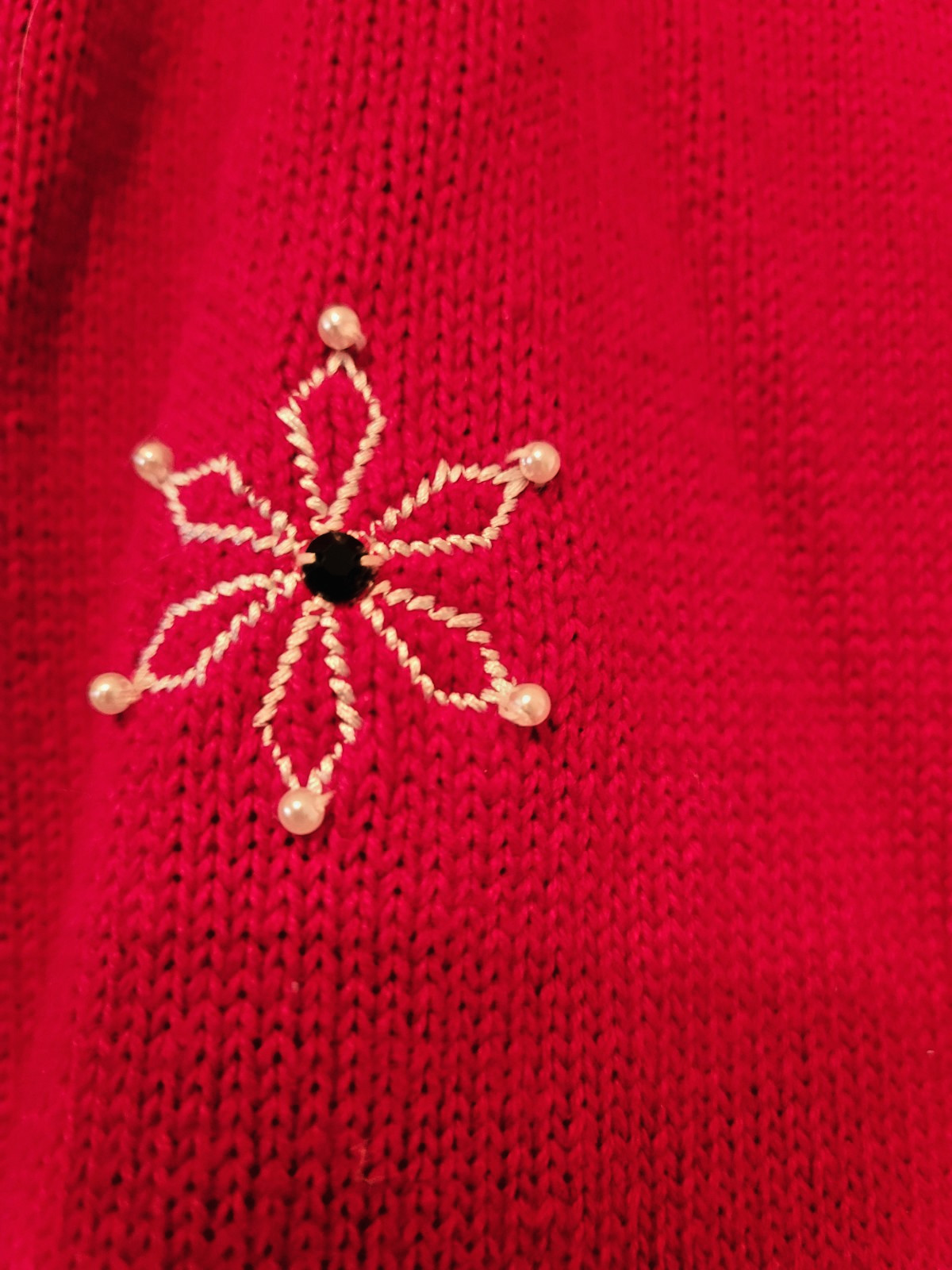 VTG XXL Women’s Christmas Knit Sweater Mandal Bay Red with Applique Snowmen