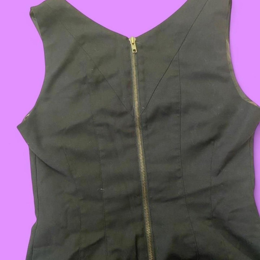 Y2K office siren black dress Workwear Vintage Pinafore Sleek Uniform Tailored
