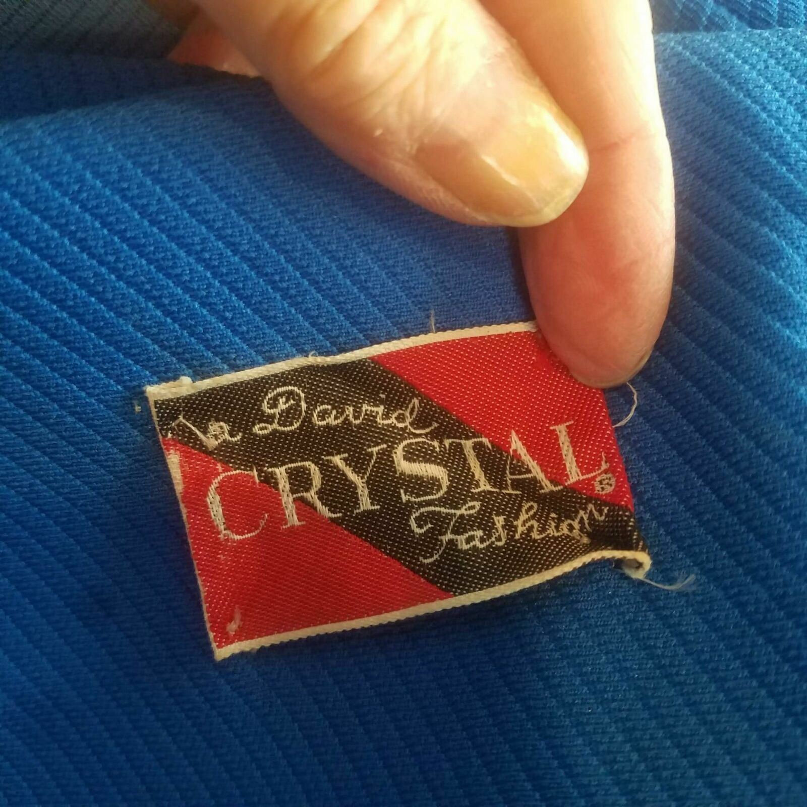 VTG David Crystal Women’s Jackie O Jacket !960s Bright BLue Gold Buttons Sz L