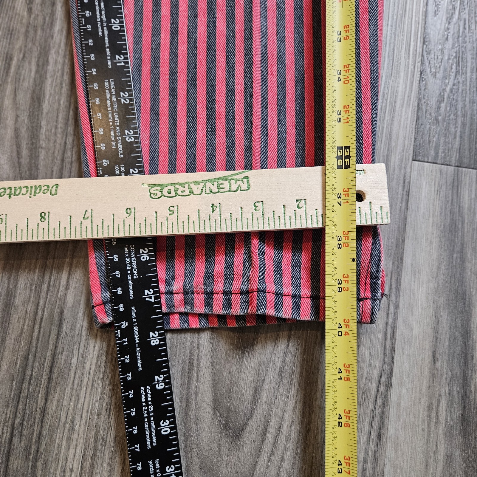 NOS 80s/90s Lee Red&Black Hickory Railroad Striped Women’s Jeans 32×27.5 VTG
