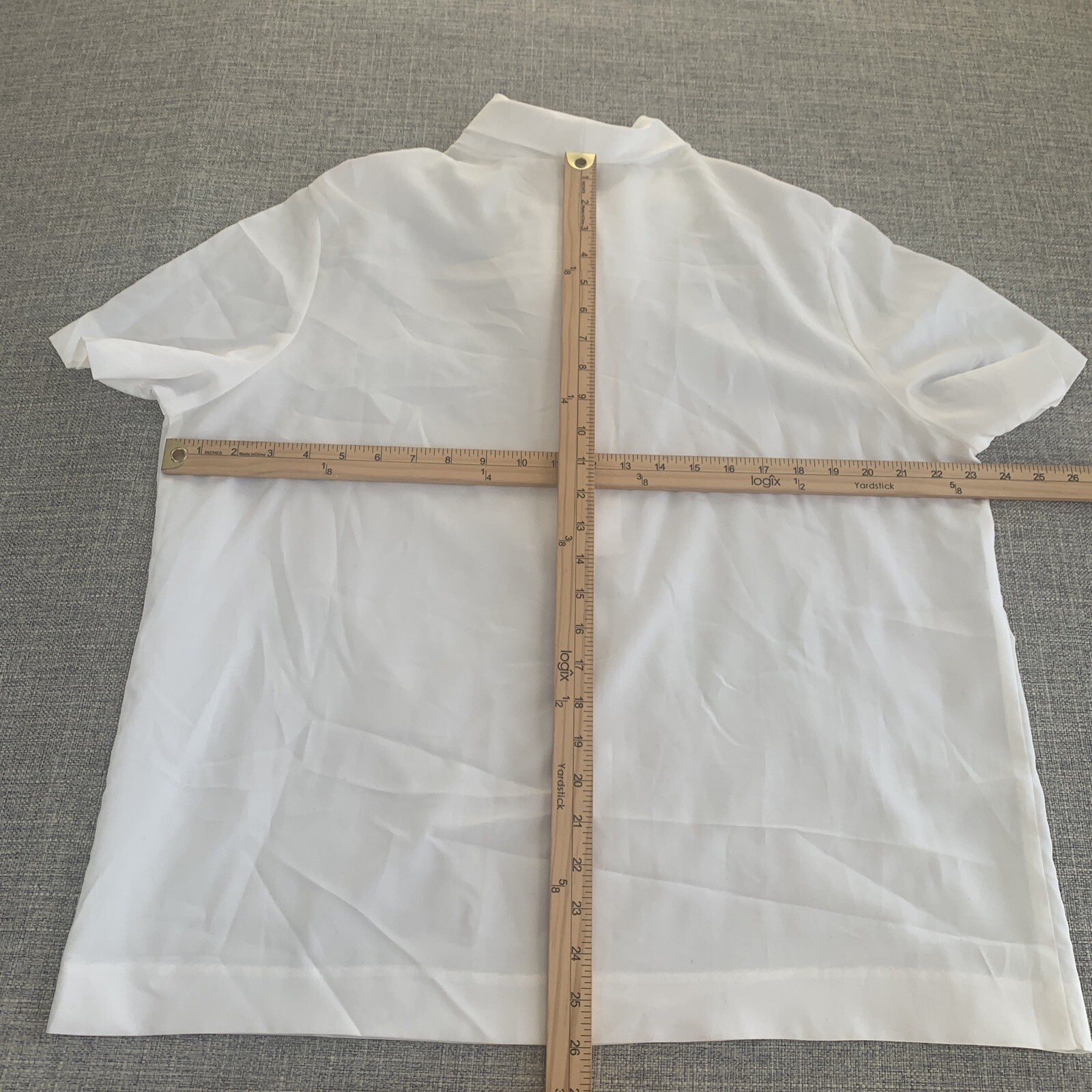 Vintage Donovan-Galvani Of Dallas White Blouse Size 20 BowTie USA *small stain*