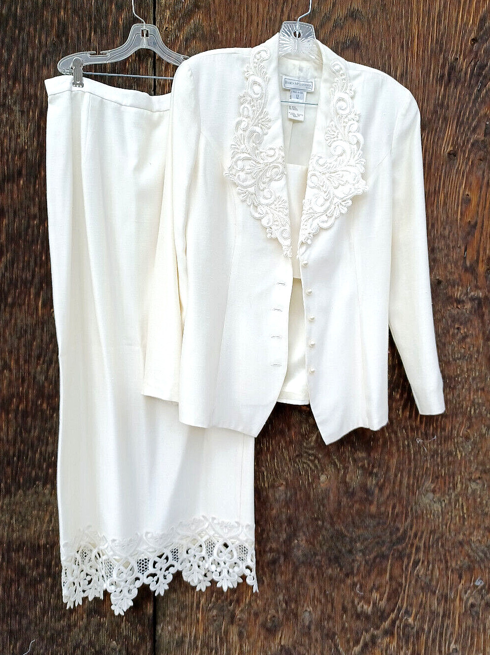 Vintage J McCLINTOCK White or PLAZA South Mint Lace Dress Suits Cottagecore NICE