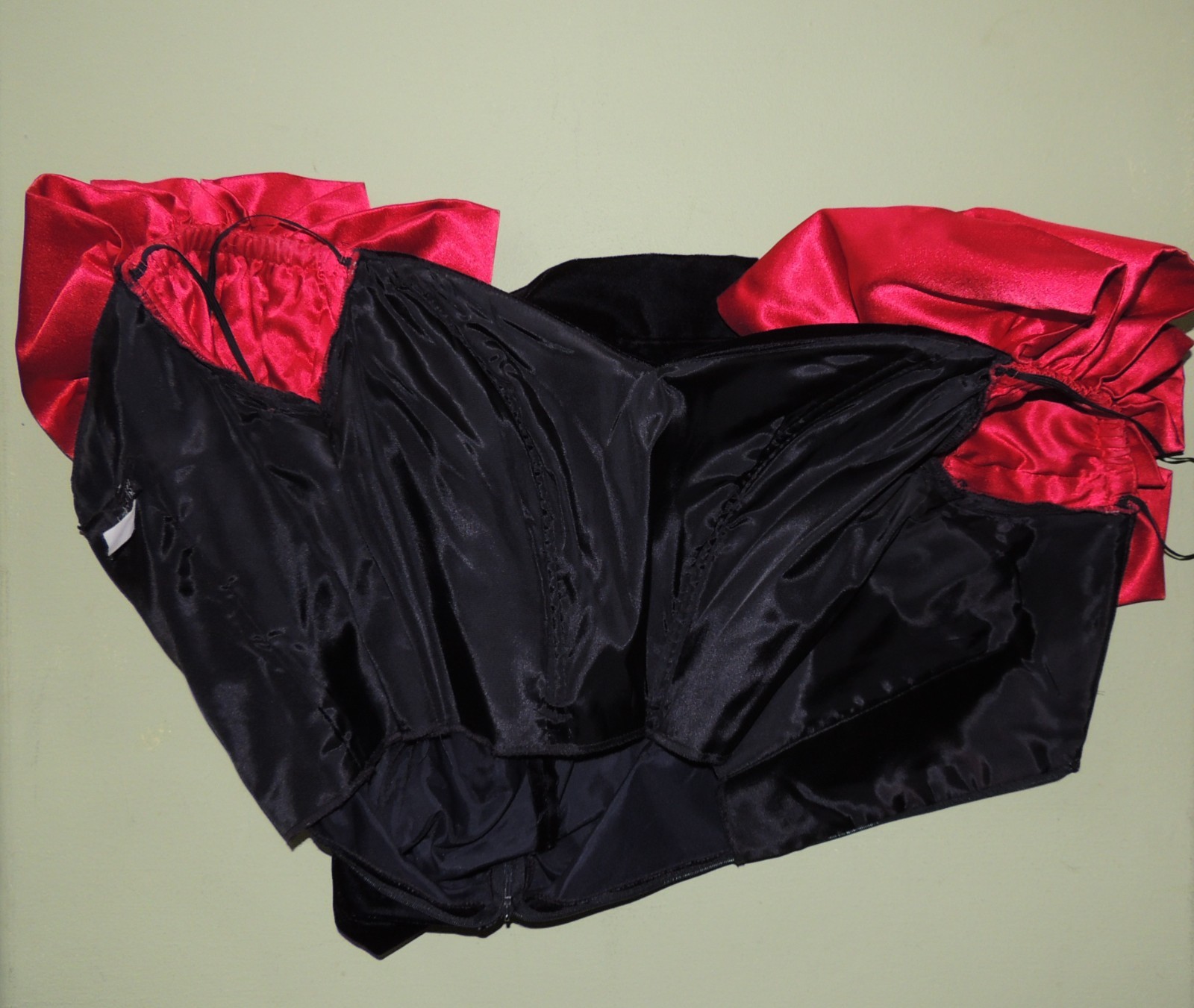 8 Vintage 80’s Dress Late Edition Black Velvet & Red Satin Sleeves