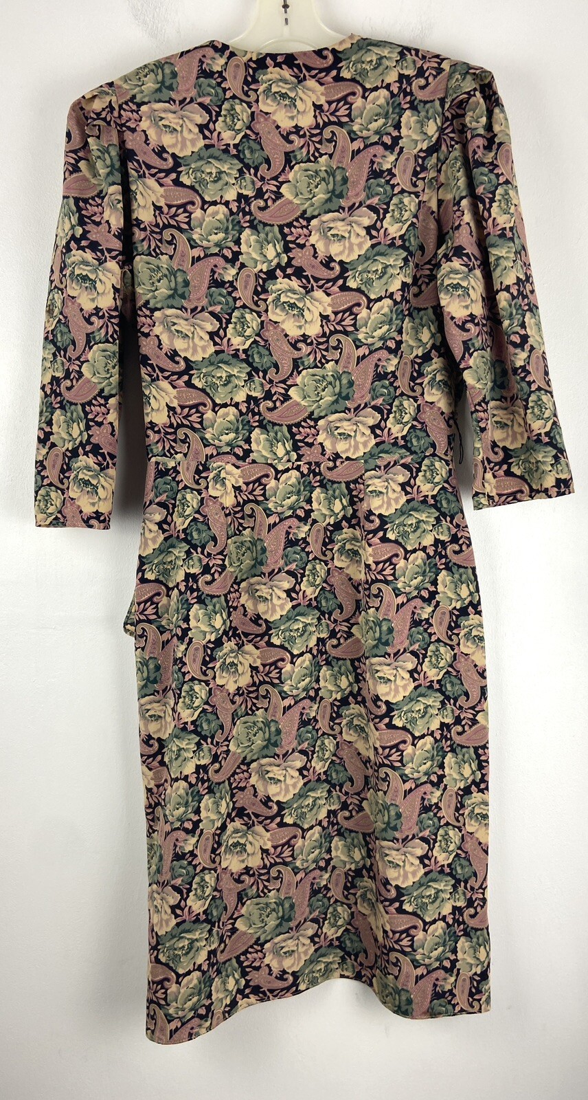 VTG 80’s Alexis Fashions Multicolor Pleated Paisley Shoulder Pads Dress Size 10