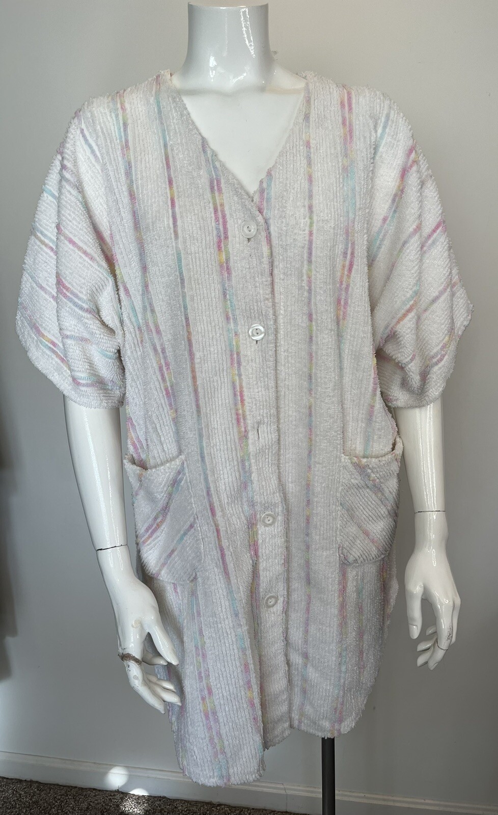 Vintage Terry Cloth Chenille Dress Beach Cover Up 60s Mod USA Made CrownTuft M
